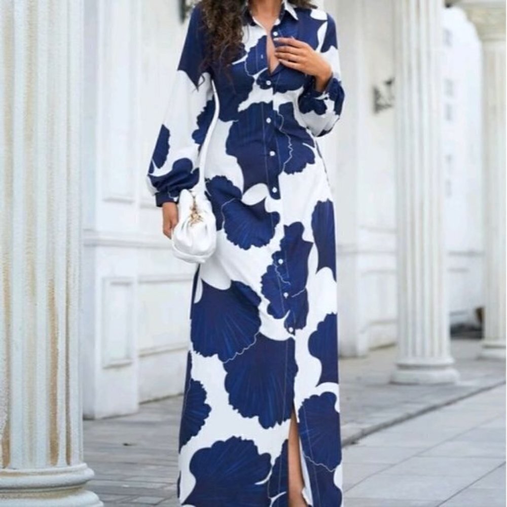 BOHEMIAN PREMIUM BRAND AND QUALITY PLANTS PATTERN SHIRT STYLE MAXI DRE…